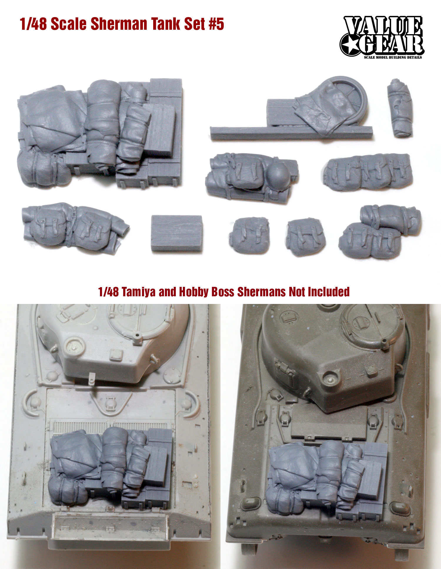 1/56 Scale 28mm Sherman Tank Set #6 - 2 Pack - Value Gear Resin - WWII Wargaming